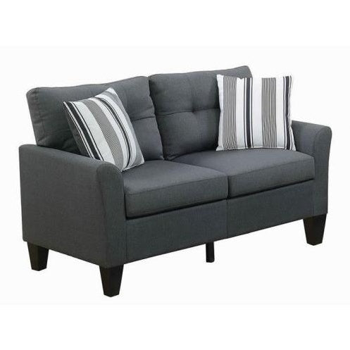 2pc Sofa Set Sofa And Loveseat Charcoal Glossy