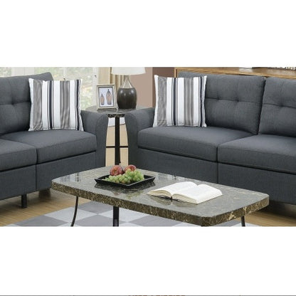 2pc Sofa Set Sofa And Loveseat Charcoal Glossy