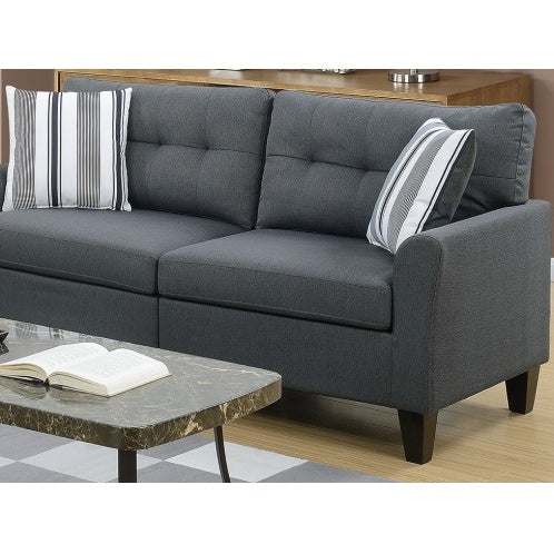 2pc Sofa Set Sofa And Loveseat Charcoal Glossy