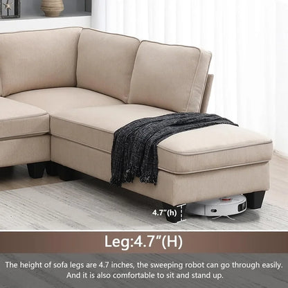 7 Seat Modern Convertible Sectional U-Shaped Sofa