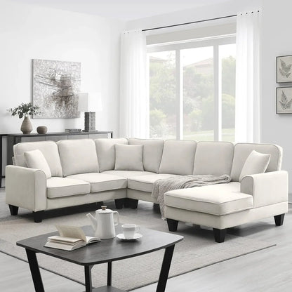 7 Seat Modern Convertible Sectional U-Shaped Sofa