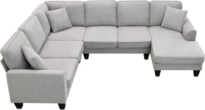 7 Seat Modern Convertible Sectional U-Shaped Sofa