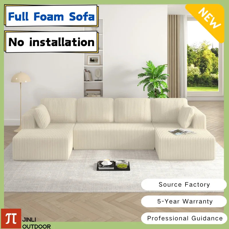 Modern U-Shaped Modular Living Room Compression Couch