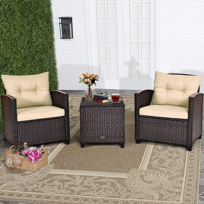 3pc Rattan Patio Set with Coffee Table