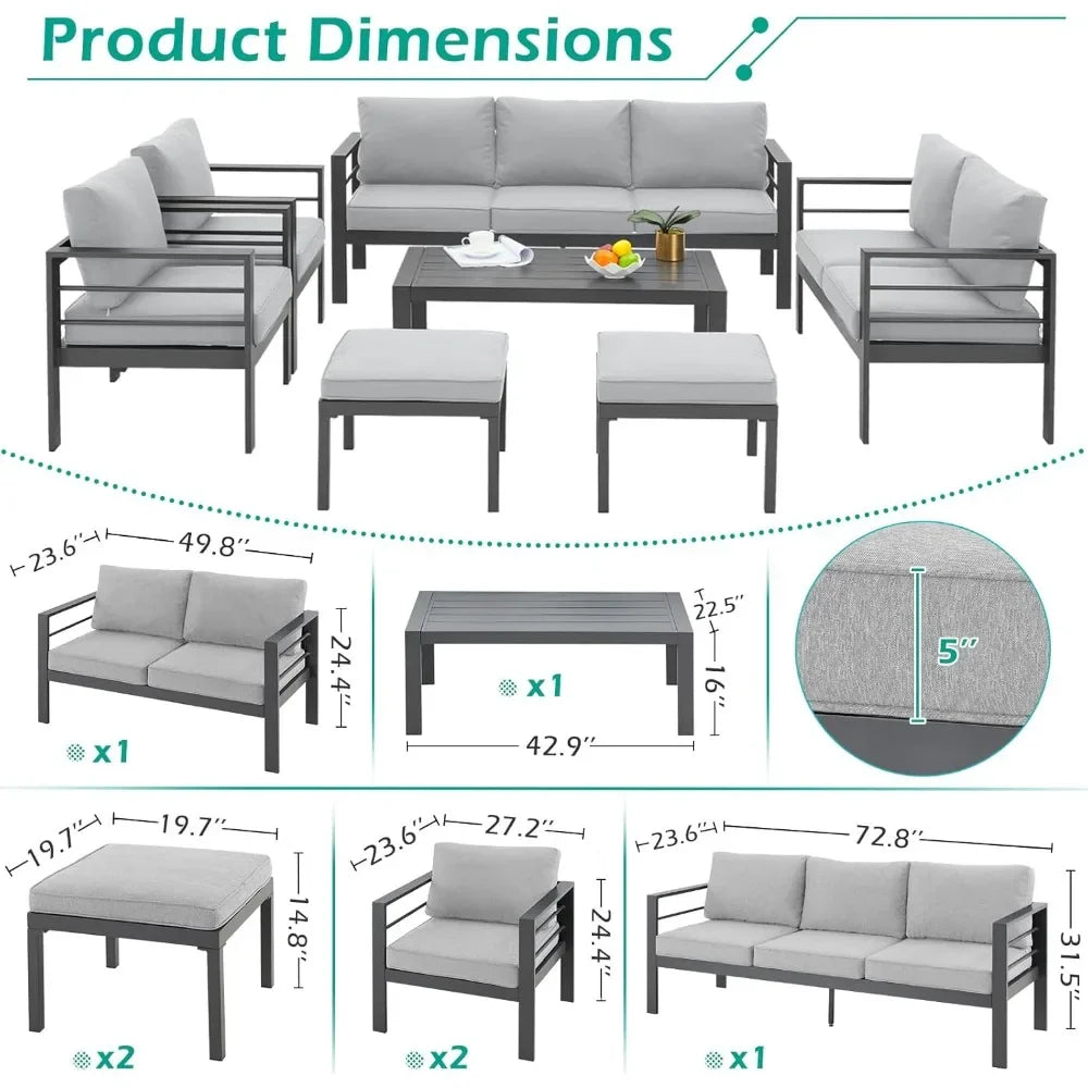 7pc Modern Outdoor Patio Furniture with Coffee Table