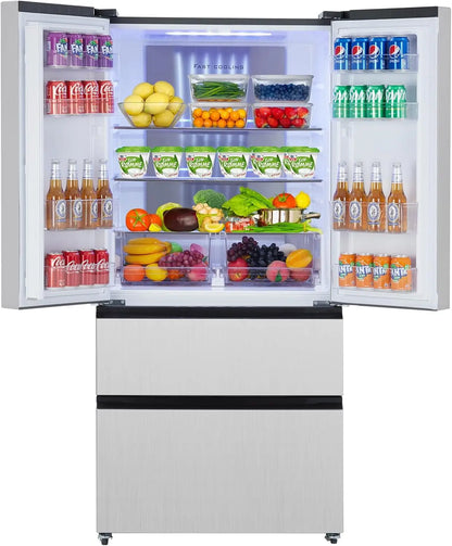 Refrigerator French Door, 18.8 Cu Ft, 36'' Frost-free Counter Depth Stainless Steel Refrigerator