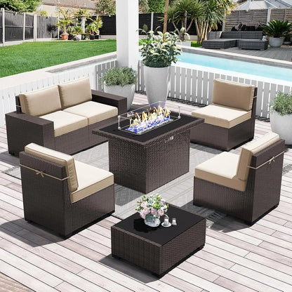 13 Pieces Outdoor Patio Furniture Set with 44" Fire Pit Table