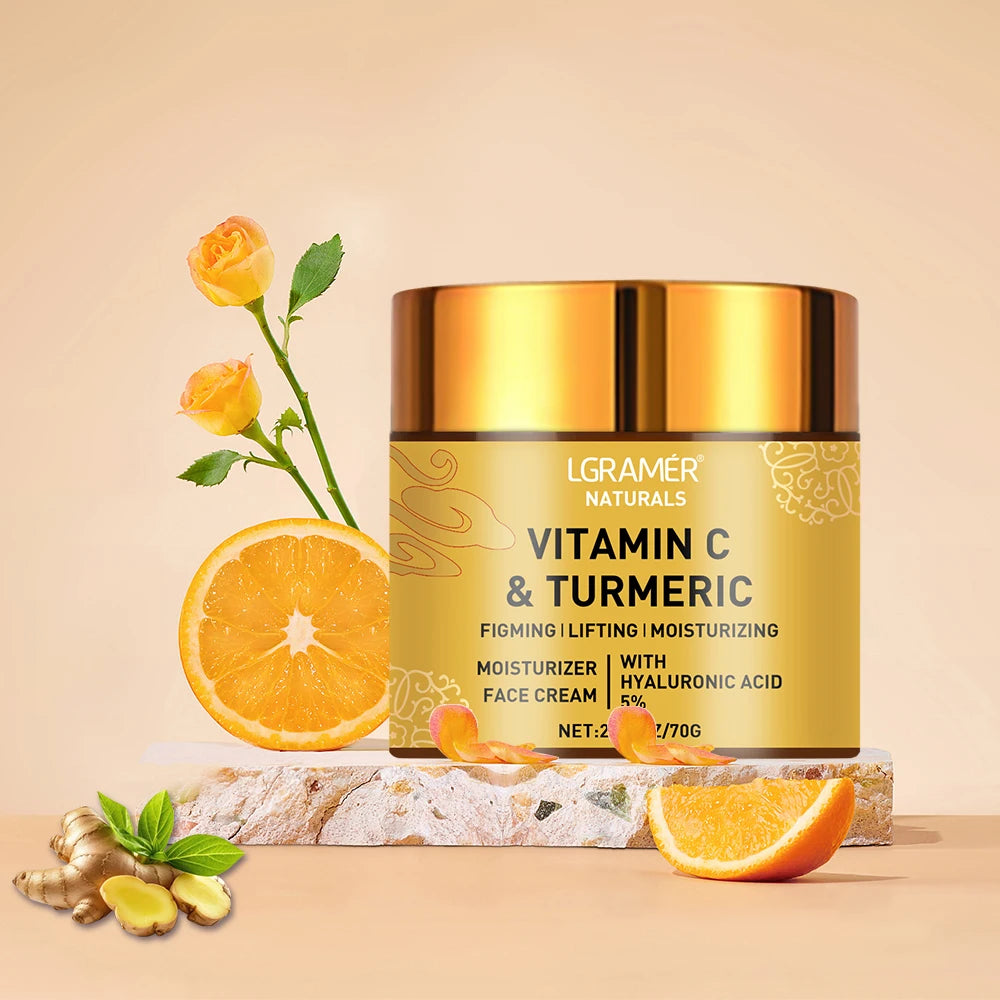 Vitamin C Turmeric Face cream w/ Retinol - Moisturizing & Firming Hyaluronic Cream