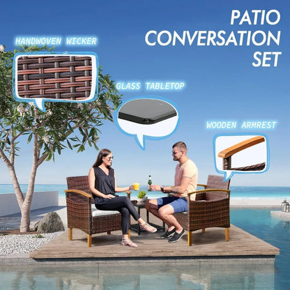 2pc Outdoor Courtyard Furniture Set with Table