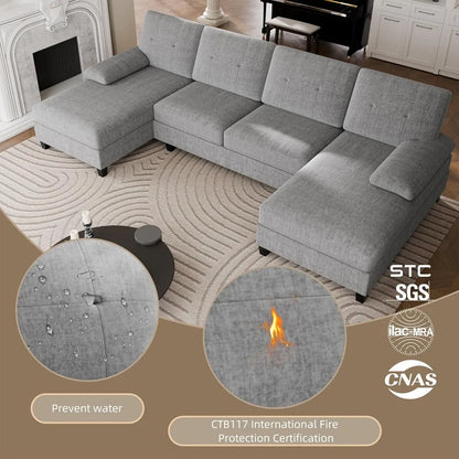 4 Seat Sofa Set Modular Sofa with Double Chaise