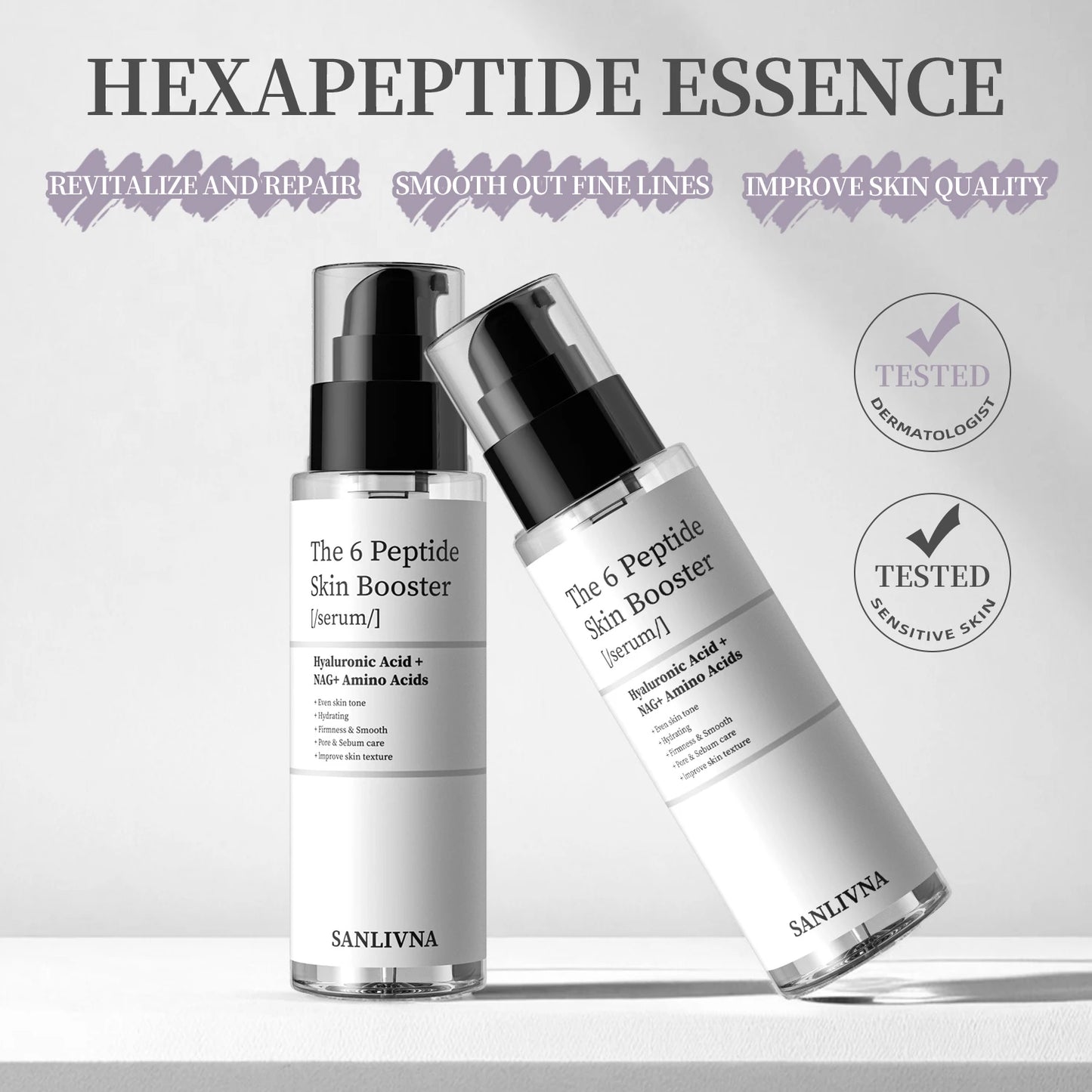 6 Peptide Facial Refreshing Skin Care Set - Contains Collagen to Improve Fine Lines, Brighten Skin, Moisturize, and Nourish