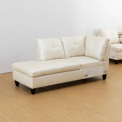 3-Piece Sectional Couch with Chaise Lounge and Storage Ottoman