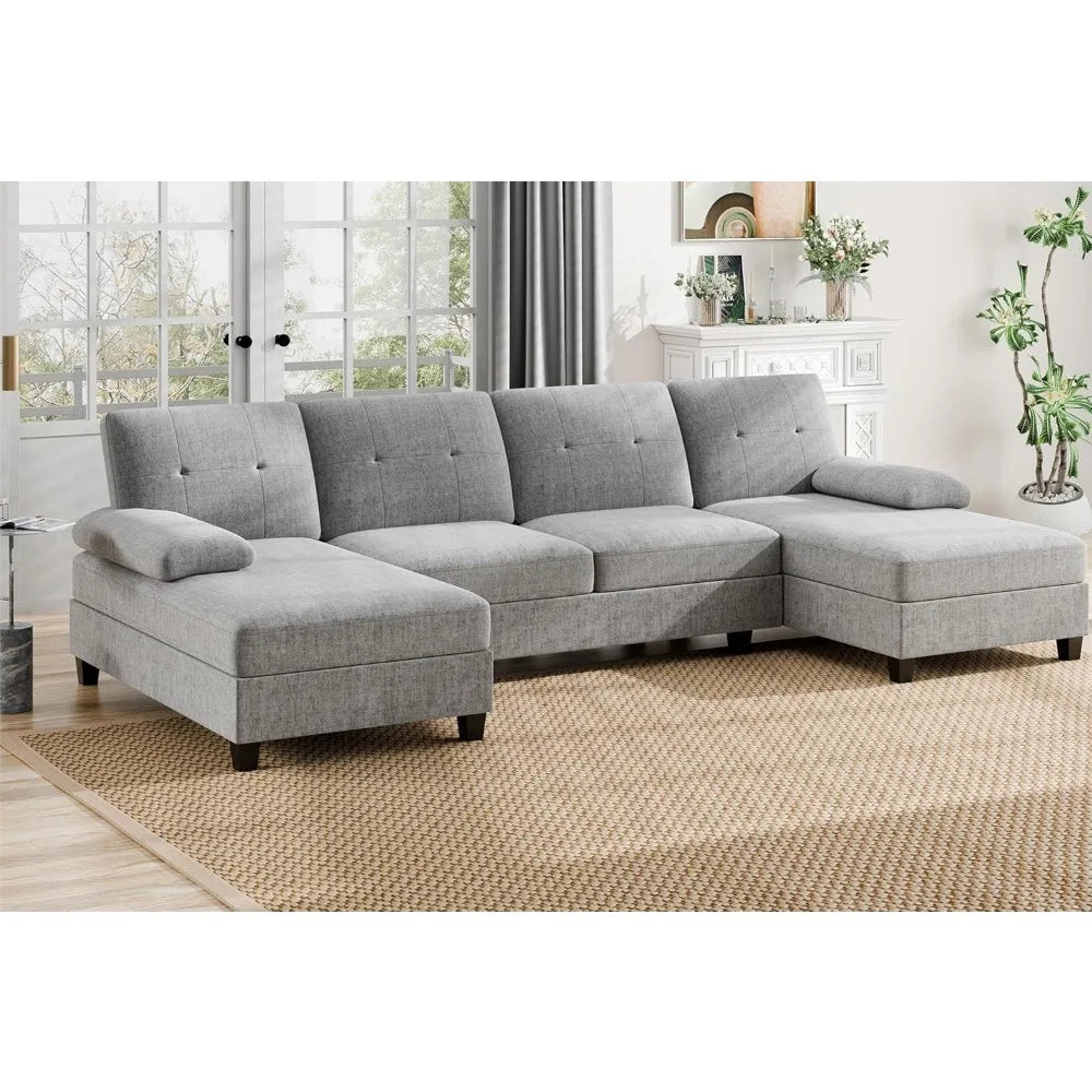 4 Seat Sofa Set Modular Sofa with Double Chaise