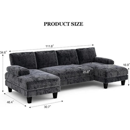 U Shaped Sectional Modular Sofa with Double Chaise