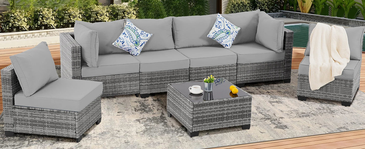 7 Pieces Wicker Outdoor Patio Furniture Set