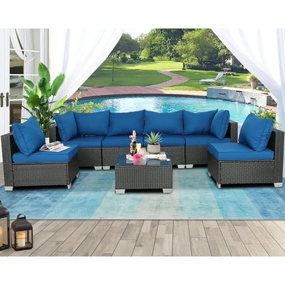 Patio Sectional Furniture Sets With End Seats