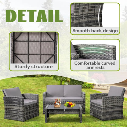 Outside Rattan Sectional Sofa Cushioned Furniture Set Wicker Sofa