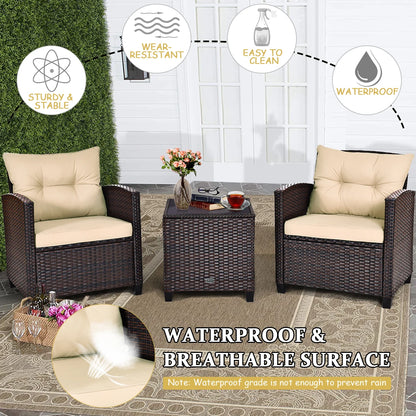 3pc Rattan Patio Set with Coffee Table