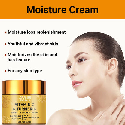 Vitamin C Turmeric Face cream w/ Retinol - Moisturizing & Firming Hyaluronic Cream