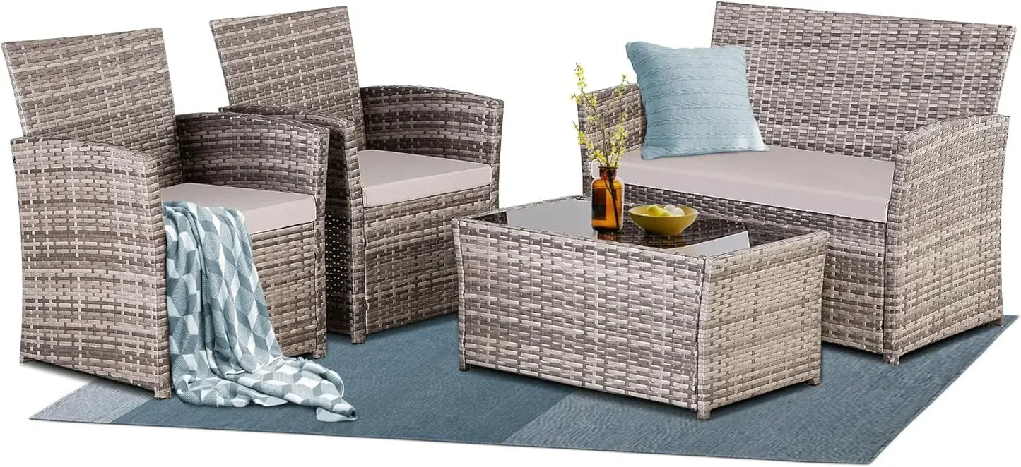 4 PC Outdoor Wicker Conversation Set