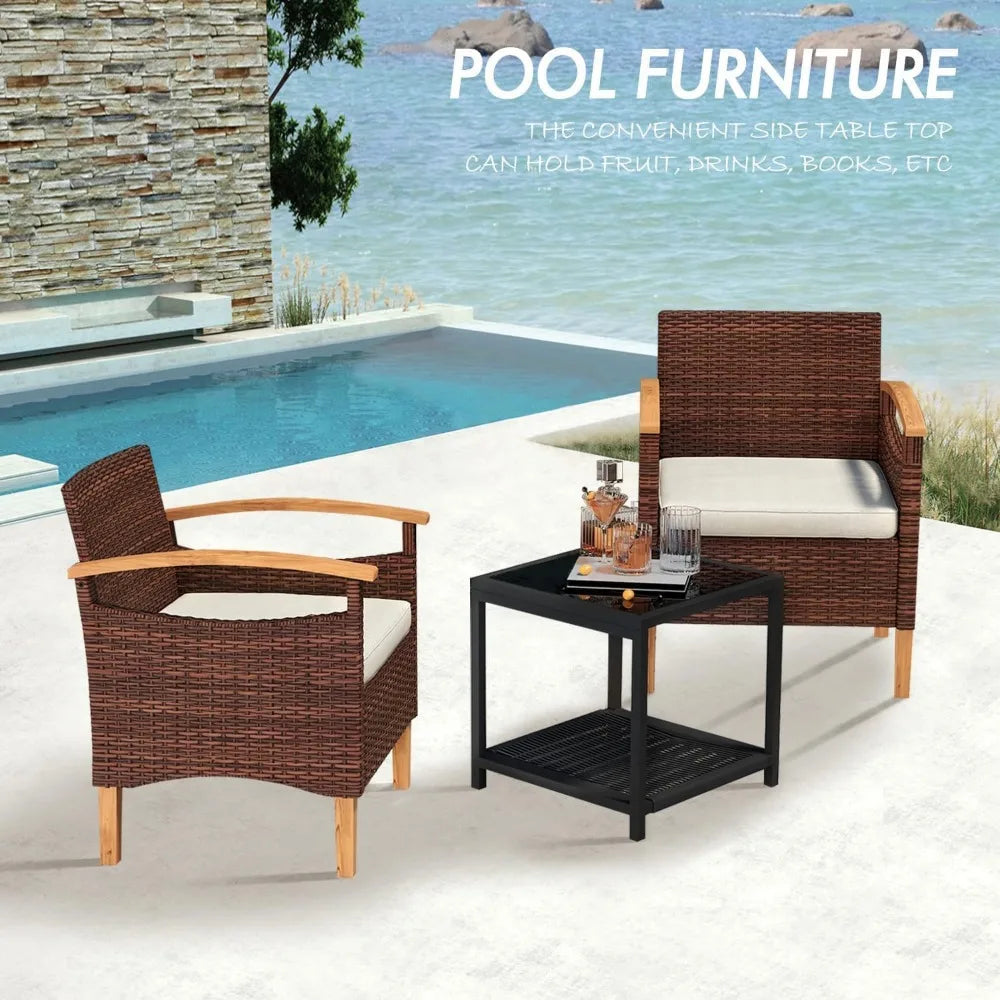 2pc Outdoor Courtyard Furniture Set with Table