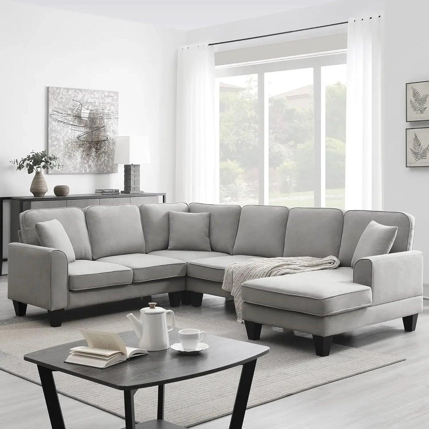 7 Seat Modern Convertible Sectional U-Shaped Sofa