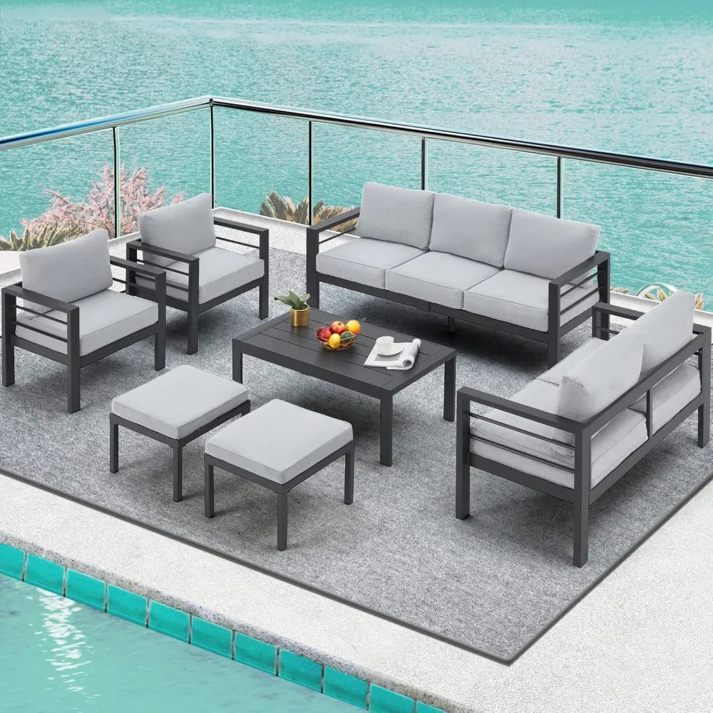 7pc Modern Outdoor Patio Furniture with Coffee Table