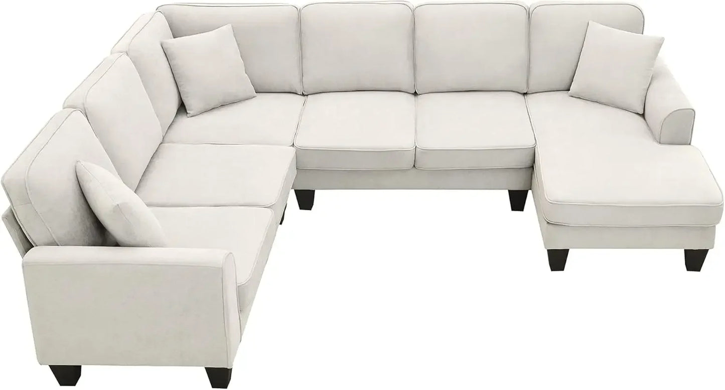 7 Seat Modern Convertible Sectional U-Shaped Sofa