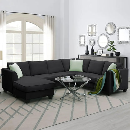 7 Seat Modern Convertible Sectional U-Shaped Sofa