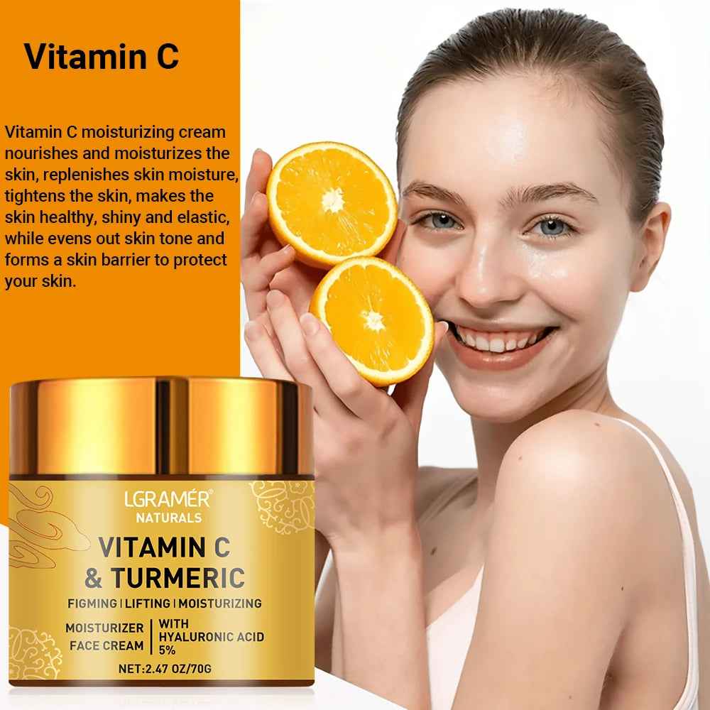 Vitamin C Turmeric Face cream w/ Retinol - Moisturizing & Firming Hyaluronic Cream