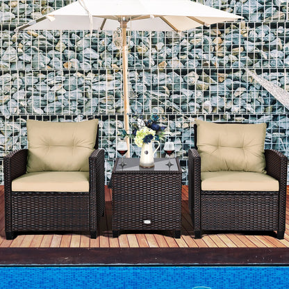 3pc Rattan Patio Set with Coffee Table