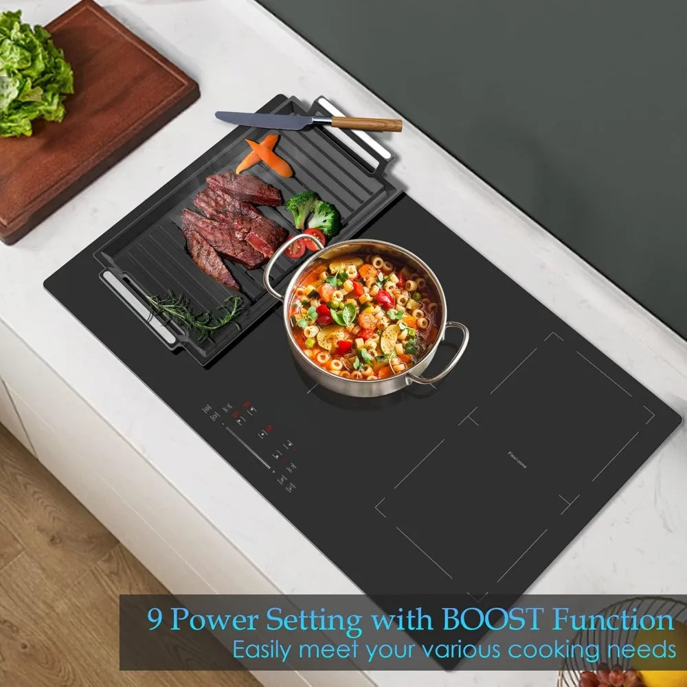 36-inch induction cooktop, 5 supercharged burners, built-in electric cooktop, 220-240V, 9000W