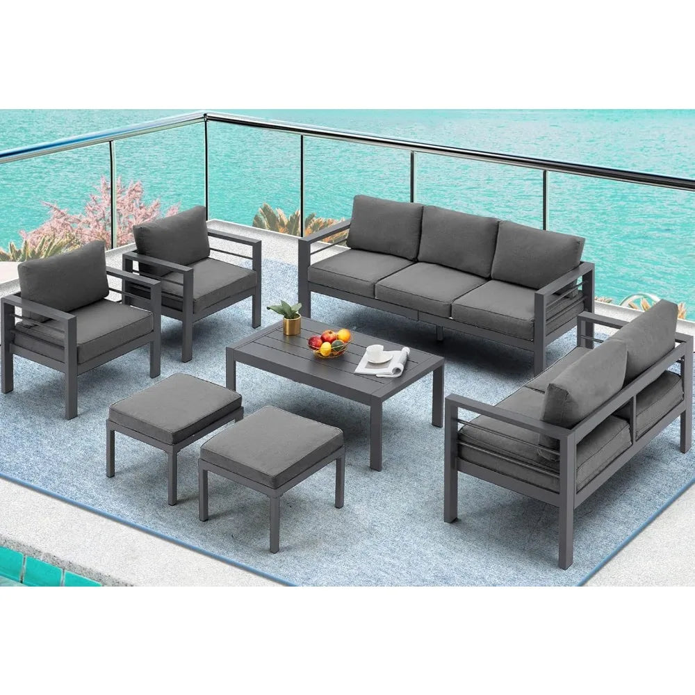 7pc Modern Outdoor Patio Furniture with Coffee Table