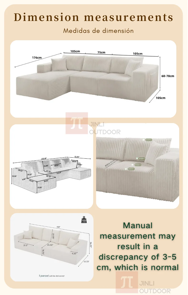 Modern U-Shaped Modular Living Room Compression Couch