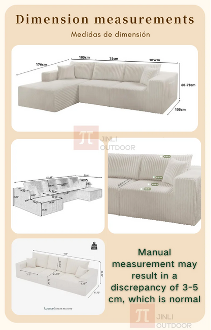 Modern U-Shaped Modular Living Room Compression Couch