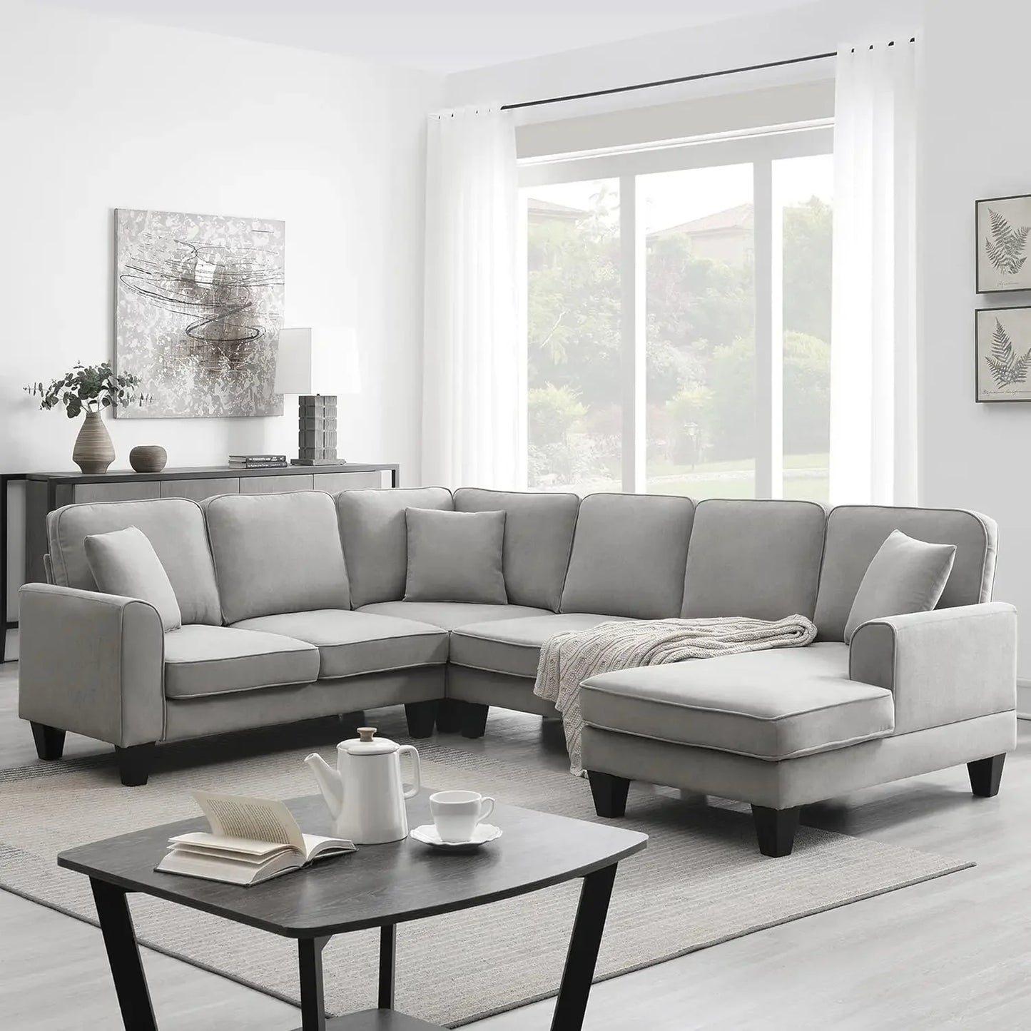 7 Seat Modern Convertible Sectional U-Shaped Sofa