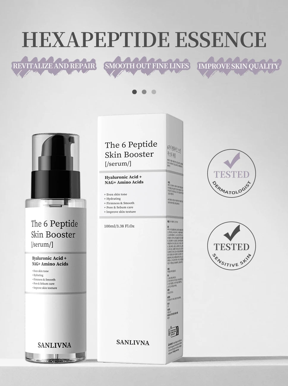 6 Peptide Facial Refreshing Skin Care Set - Contains Collagen to Improve Fine Lines, Brighten Skin, Moisturize, and Nourish