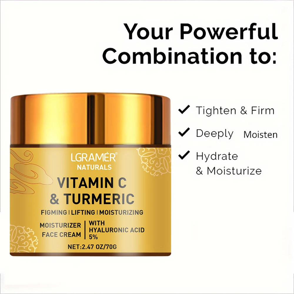 Vitamin C Turmeric Face cream w/ Retinol - Moisturizing & Firming Hyaluronic Cream