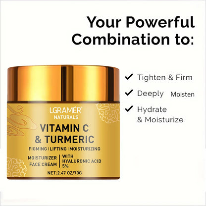 Vitamin C Turmeric Face cream w/ Retinol - Moisturizing & Firming Hyaluronic Cream