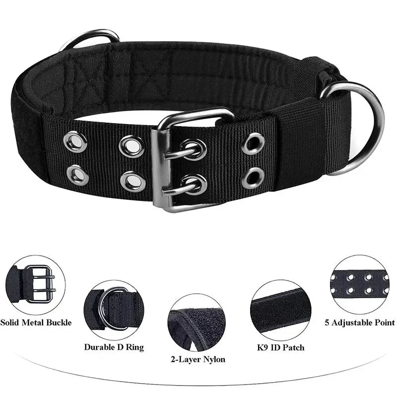 Nylon Tactical Dog Collar for Medium to Large Breeds