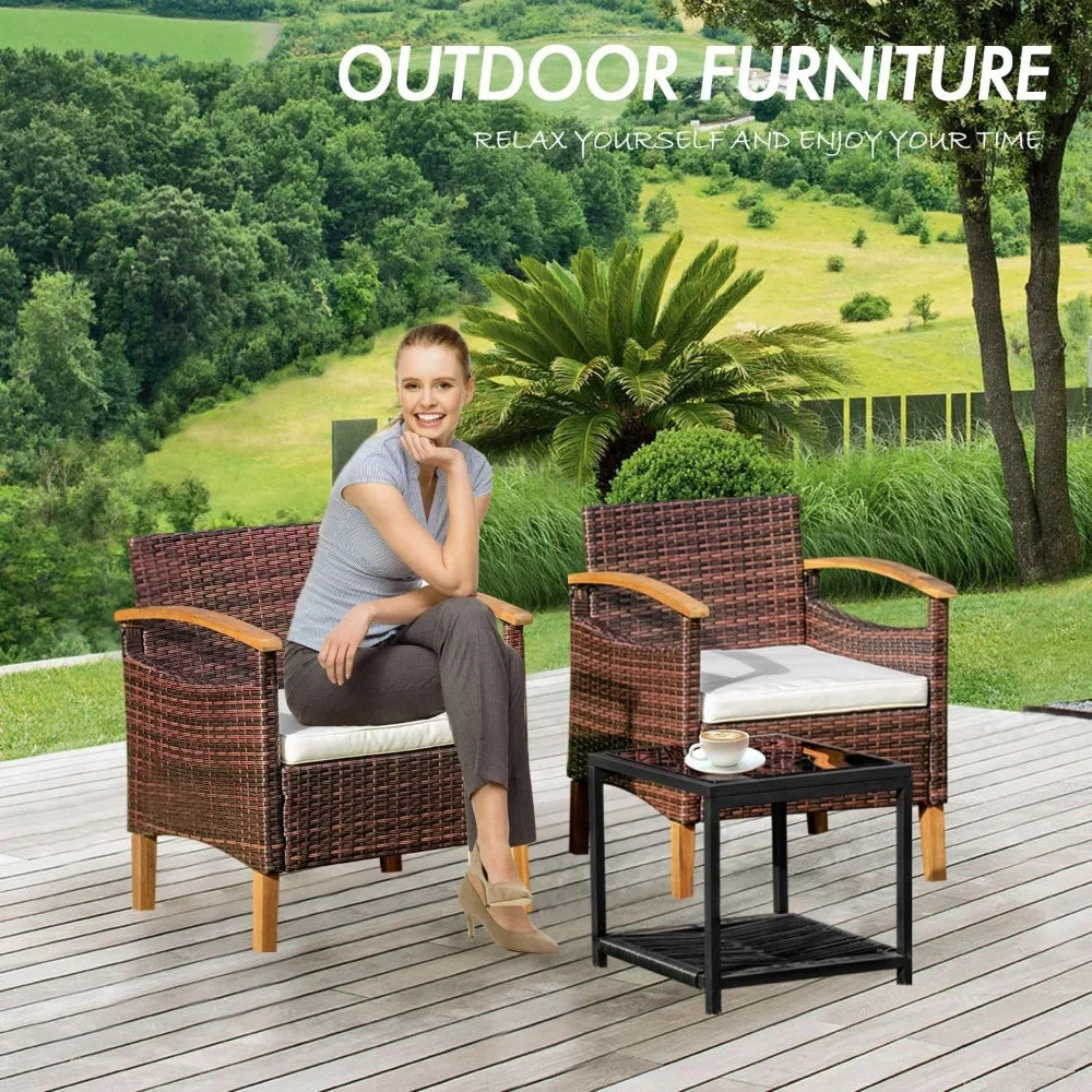 2pc Outdoor Courtyard Furniture Set with Table