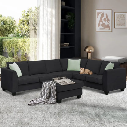 7 Seat Modern Convertible Sectional U-Shaped Sofa