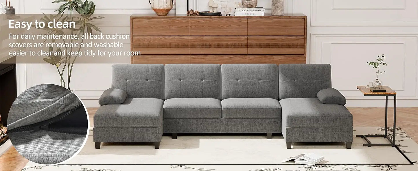 4 Seat Sofa Set Modular Sofa with Double Chaise